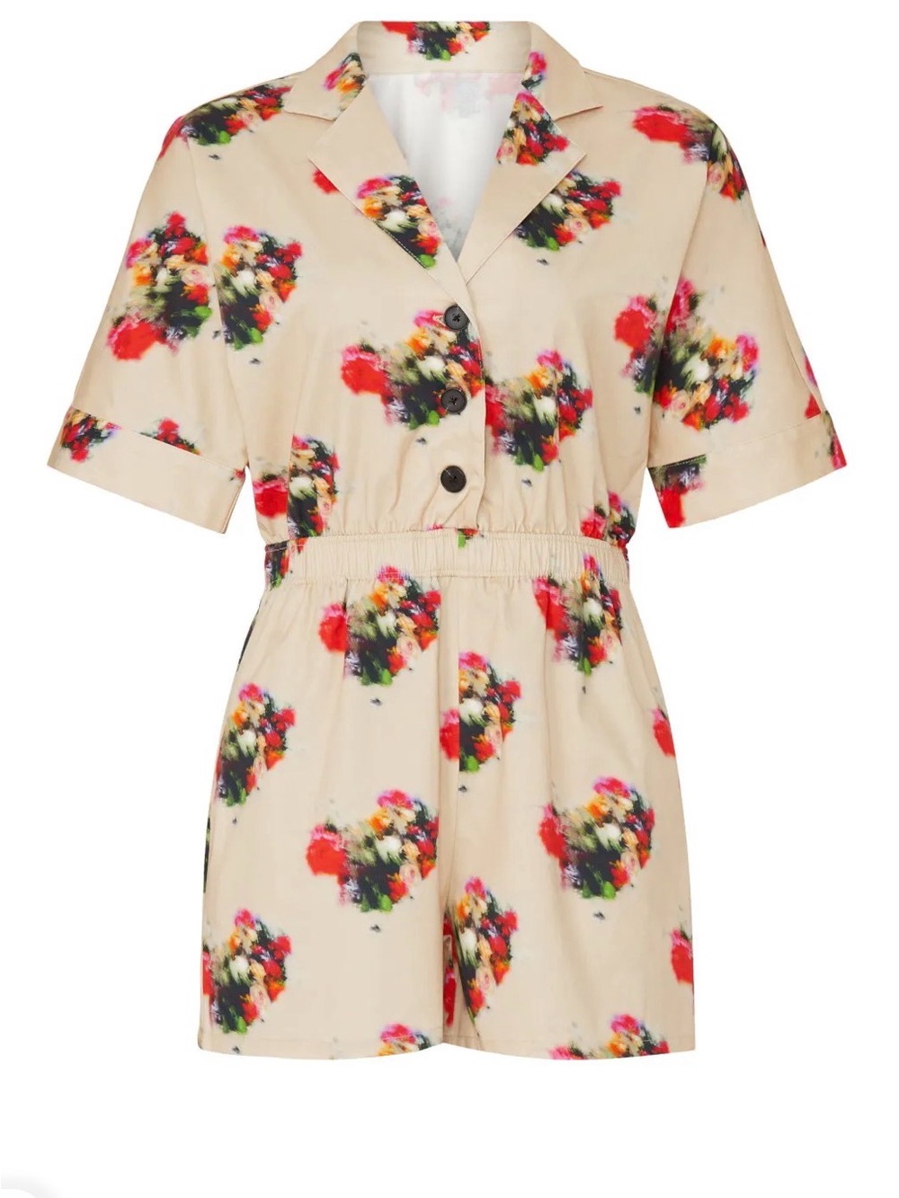 Anthropologie Adam Lippes Blurry Floral Mock Neck Romper White 6 EUC